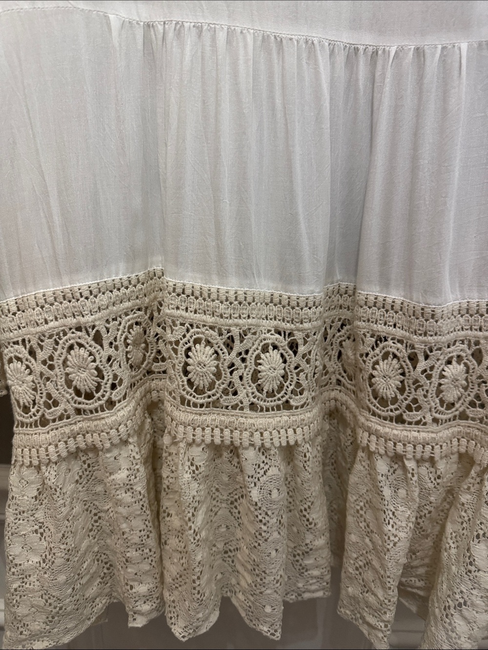 Ivory Crochet Lace Boho Tunic L - Picture 13 of 13